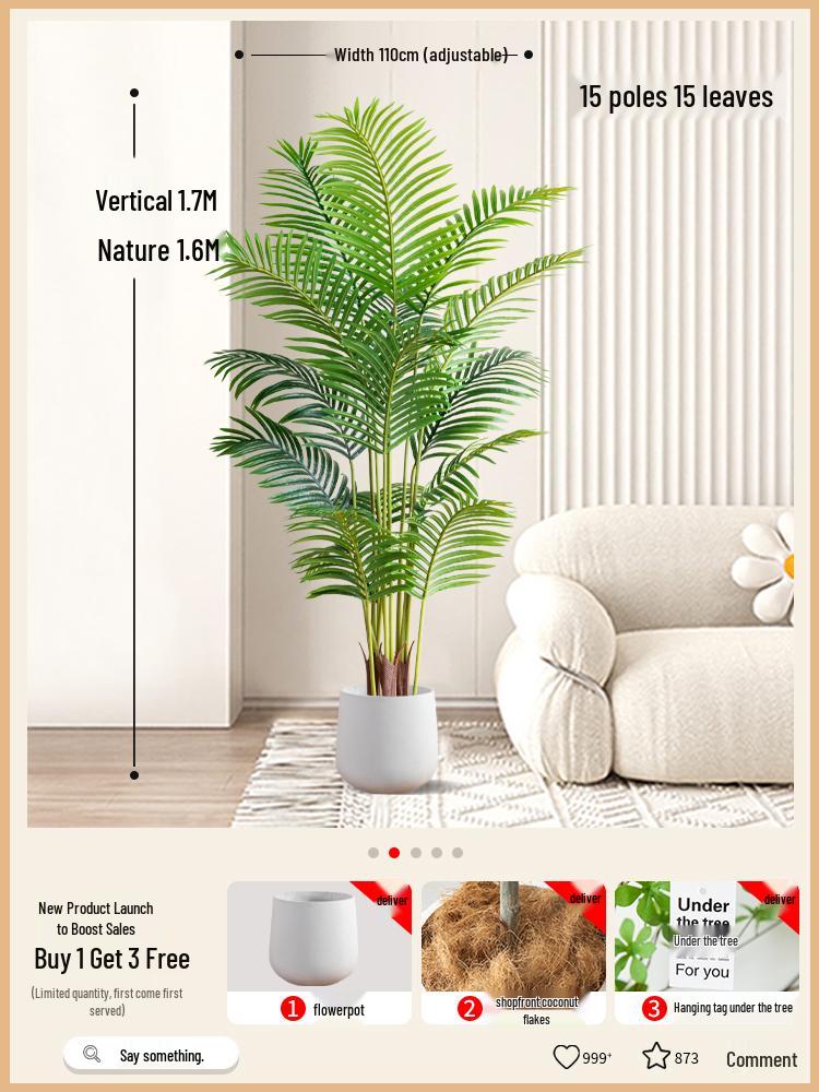 Bionic Green Sprenger's Fern Artificial Tree for Indoor Luxury Living Room Décor