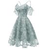 Bright Deer Women Cold Shoulder Bridesmaid Dress Floral Crochet Lace Ruffle Cami Strap Midi Dress for Wedding Evening Formal Party Cocktail Occasions