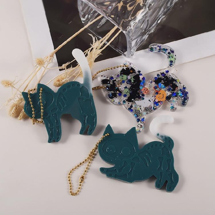Halloween Cats Pendant Resin Epoxy Mold Individualized Cats Keychain Earrings Mold Animal Display Decors Epoxy Molds