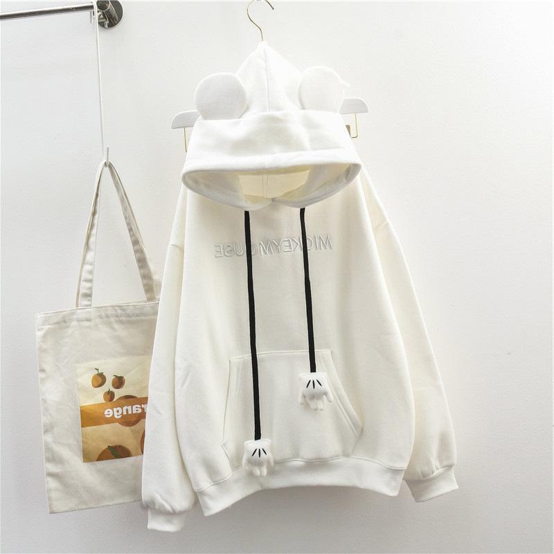 Autumn and Winter Women's Sweater Fleece Thickened Letter Embroidered Sweater Women's Jacket Loose Student Hoodie