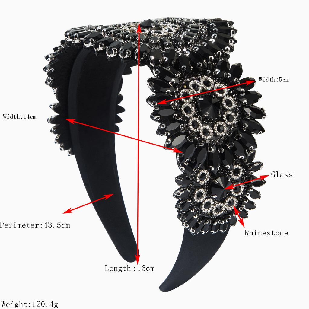 Luxuriöse Barock-Stirnbänder Voll Diamant Breite Kanten Haarband Haaraccessoires für Damenparty Glänzendes Haarband Reifen Kopfschmuck