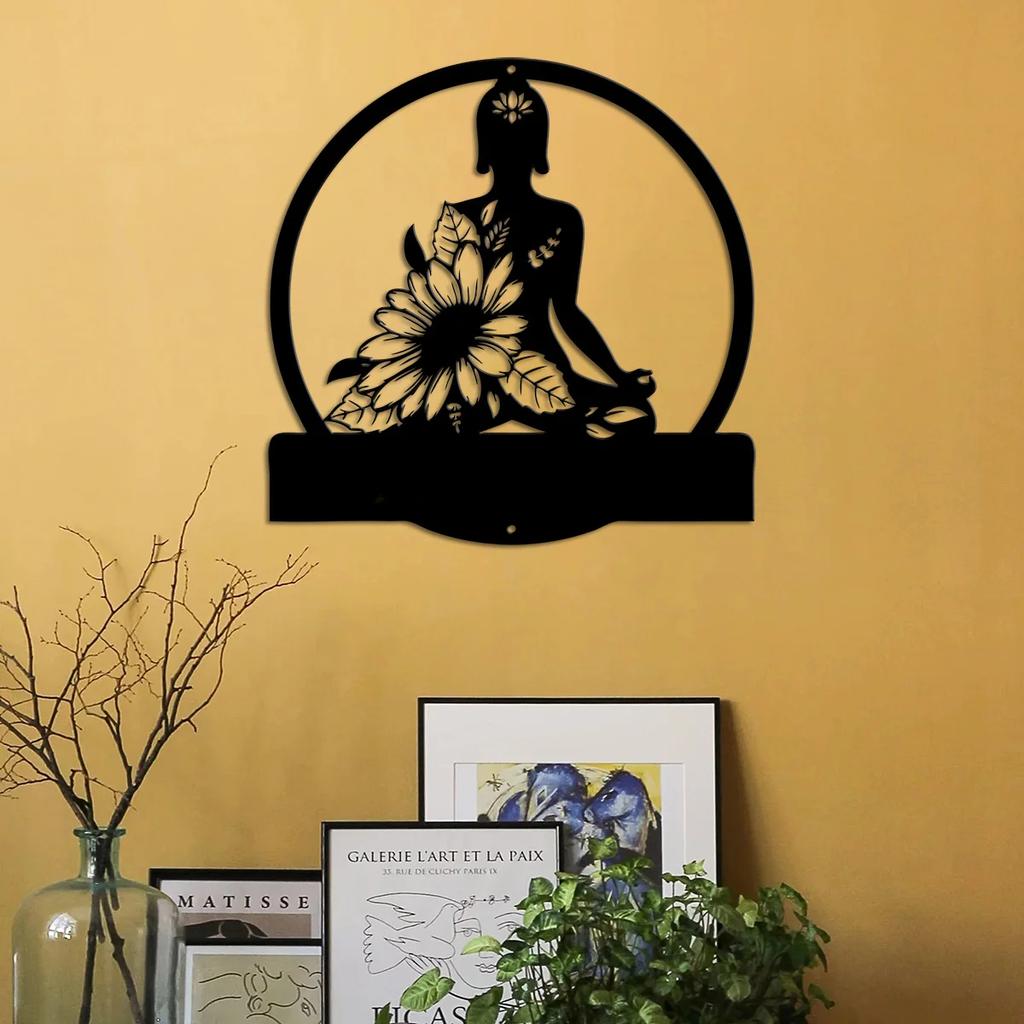 Benutzerdefinierte Yoga-Namens-Metallwandkunst, Namaste-Schild für Heim-Fitnessstudio