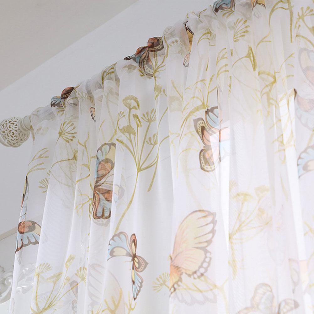 Butterfly Print Sheer Window Curtains Room Decor for Living Room Bedroom Kitchen