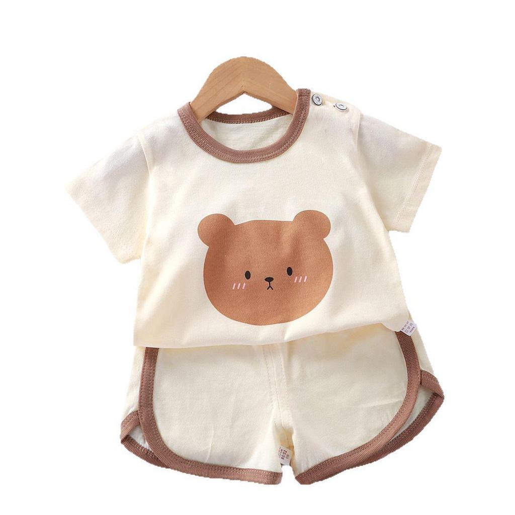 Children's Summer Cotton Short Sleeve Set: Korean Style T-shirt & Shorts for Boys and Girls.