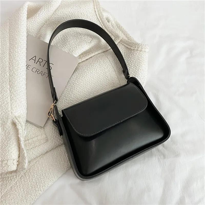 Chic Simple Small Flap Shoulder Bags For Women Solid Color PU Leather Handbag Clutch Lady Crossbody Purse Messenger Bag