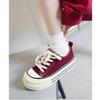 Burgundy Canvas Shoes Women's 2025 Autumn New Platform Student Niche Shoes Children's Casual Versatile Board Shoes