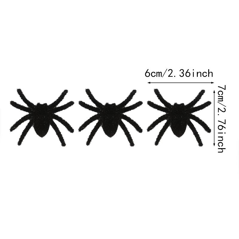 Halloween Plush Spider Simulation Flocking Spider Party Props Haunted House Spider Simulation Tricky Toy Decoration 3-15Pcs