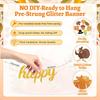 Happy Friendsgiving Banner Thanksgiving Party Decorations Glitter Friends Giving Garland Plastic Pre Strung Streamers Turkey Pumpkin Fall Leaves Sign