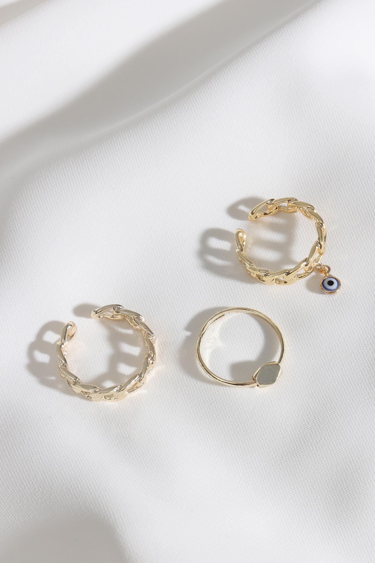 

Набор из 3 колец золотого цвета