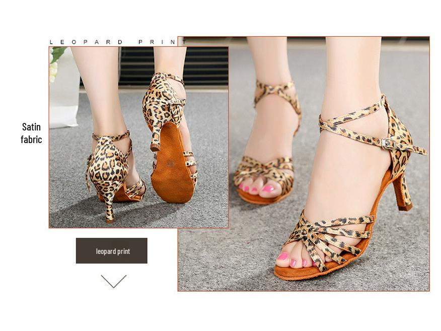 Damen Latein Tanzschuhe, Mittlerer Absatz, Abriebfest, Weiche Sohle, Hoher Absatz, Damen Performance Schuhe für Innen