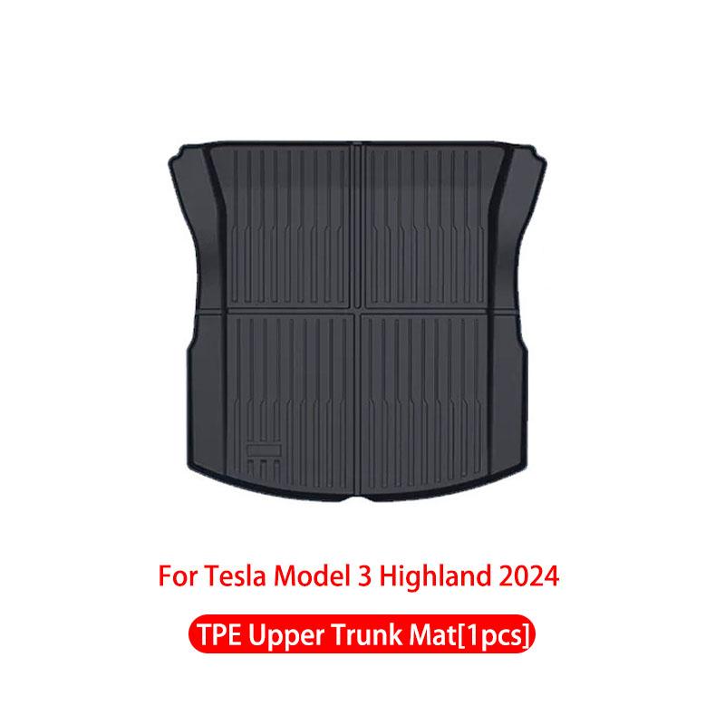 For Tesla Model 3 Highland 2024 Front and Back Trunk Mat TPE Carpet Waterproof Weather-resistant Pads Up and Down Layer Mats