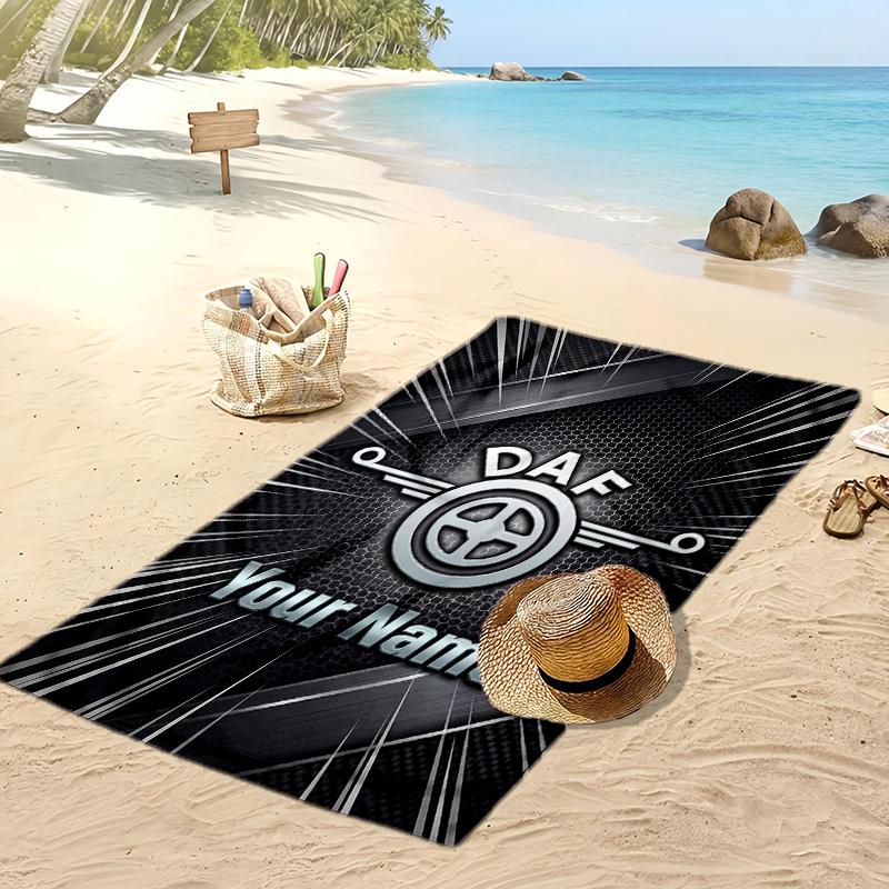 Asciugamano da Spiaggia Personalizzato DAF, Stampa il Tuo Nome Testo Asciugamano Leggero Assorbente per Nuoto Viaggio