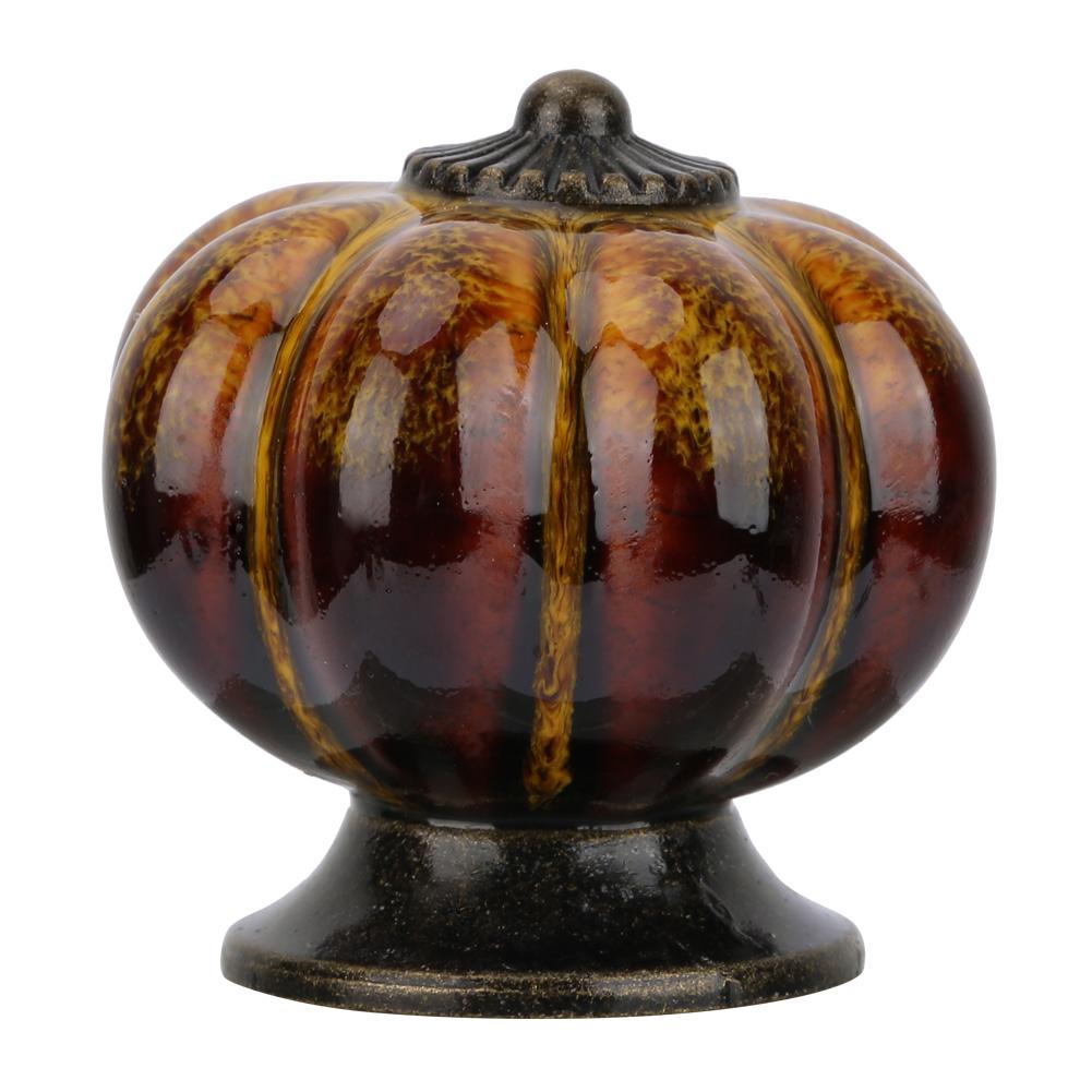 European Ceramic Pumpkin Door Knobs Cabinet Handles Single Hole Cupboard Drawer Pulls (White)