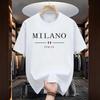 Men's Milan Print Loose Fit Cotton T-shirt - Summer Casual Sports Round Neck Short Sleeve.
