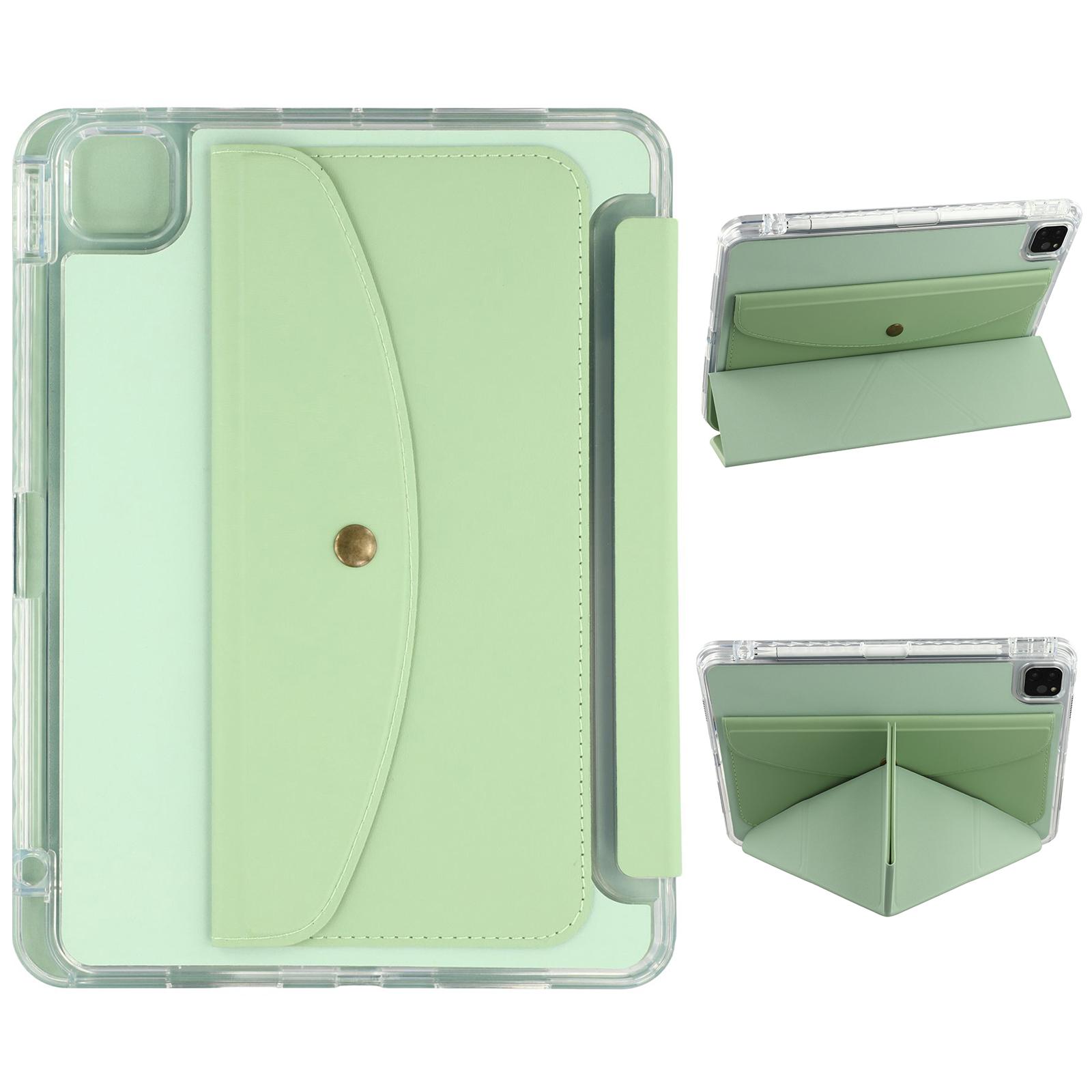 

Smart Tablet Case For iPad Pro 12.9 (2022)/(2021)/(2020) Origami Stand Wallet PU Leather Cover with Pencil Slot Green