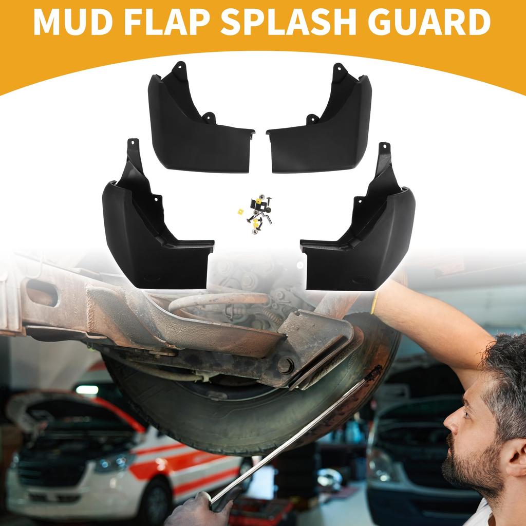 Partuto Mud Flaps Splash Guards Front Rear Side Mud Guards for Cars Fits Land Rover Discovery 4 Plastic Black Mounting Accessories Included 1 Set - &