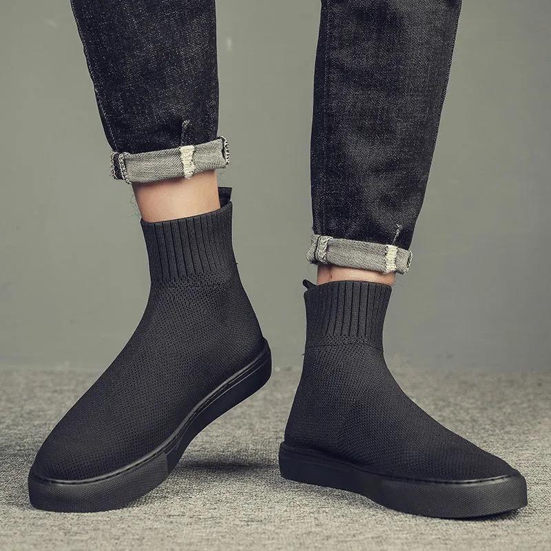 Extra large size socks, shoes, men's high-top shoes, Korean version of trendy sports and leisure shoes, men's versatile board shoes, foot shoes, men