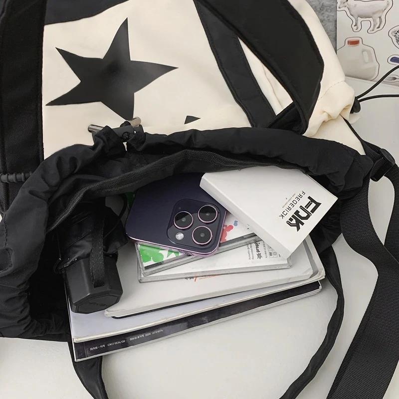 Personality Women Crossbody Bag Large Capacity Couple Shoulder Bag New Casual Nylon Tote Bag Luxury Drawstring Handbag