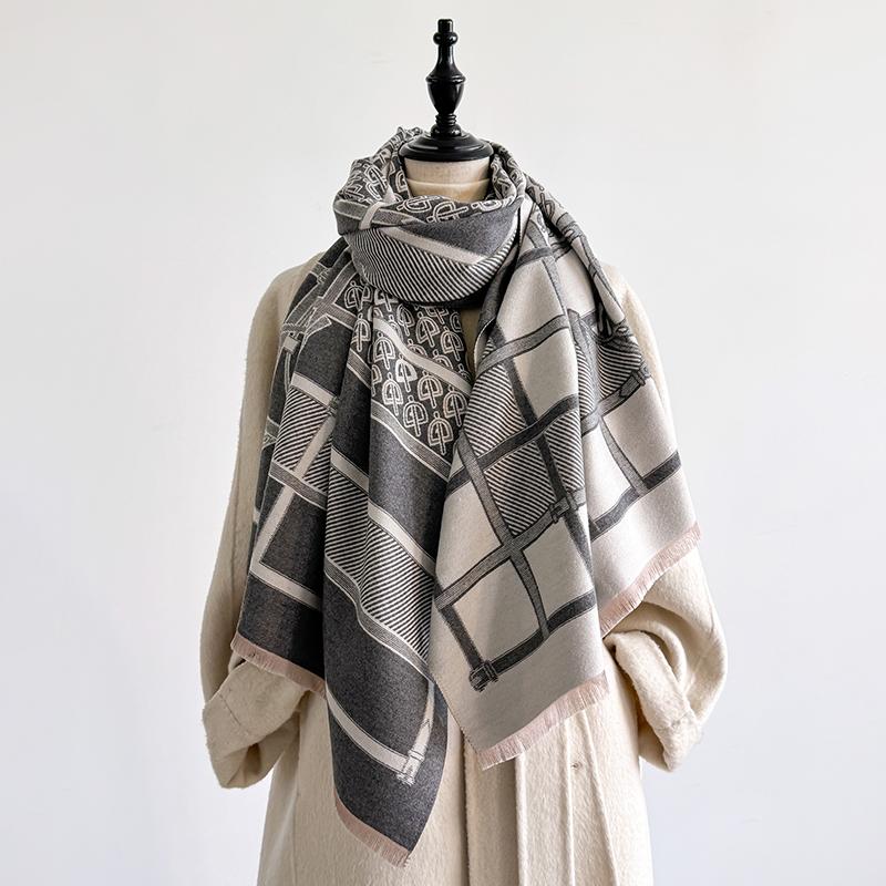 Eleganter Floral Jacquard Schal Imitation Kaschmir Weich Warm Vielseitiger Schal Kälteschutz Winddicht Decke Schal Für Herbst Winter