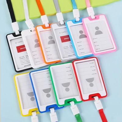 Colorful Waterproof Card Holder Employee ID Case with Lanyard Double Side Simple Bus Case Badge Holder Credit Card Sleeve Purse