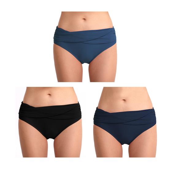 Dámské bikiny se středním pasem, plné zakrytí, nabírané tankiny, plavky slipy, kontrola bříška, plavky