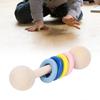 Wooden Rattle Colorful Rings Grasp Training Color Perception Baby Educational ToyFour Rings