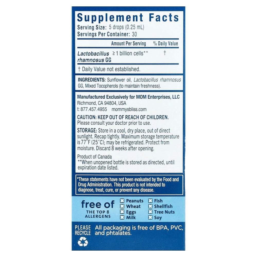 iHerb Mommy's Bliss Baby Probiotic Drops, Digestive Health for Newborns & Infants 10ml (0.34 fl oz)