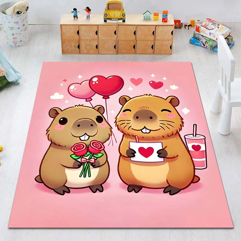 New Cute Capybara Cartoon Print Rug Carpets for Bedroom Living Room Sofa Mat Door Mat Dressing Room Rugs for Gifts