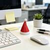 Small Statues for Home 3D Printed Flexible Spring Santa Hat Figurine Retractable Spiral Coil Christmas Toys Desktop Ornament with White Base Novelty
