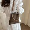 Large Capacity Kiss Lock Shoulder Bag Leopard Print Vintage Handbag Crossbody Bag  Shopping
