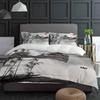 Lightweight Cozy Double Quilt Chinese Ink Landscape Painting Polyester With Pillow Case Custom 3pcs Bed Home Textile