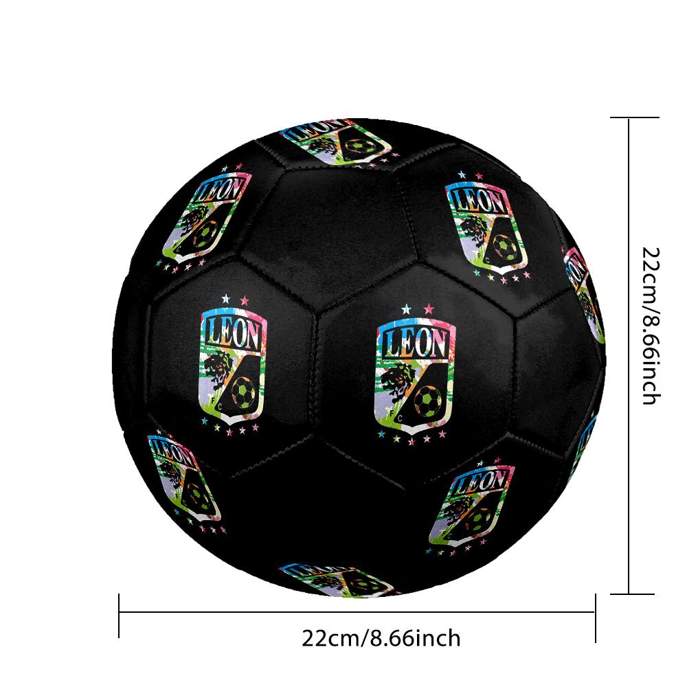 SIZE 5 León FC Soccer Ball Colorful All Ages Machine Stitched PVC Competition Ready Durable High-Bounce