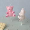 3D White & Pink Teddy Bear Birthday Candles Cake Topper Assorted CandlesBear Candle Cake Decorations Candles for Cake Decorative