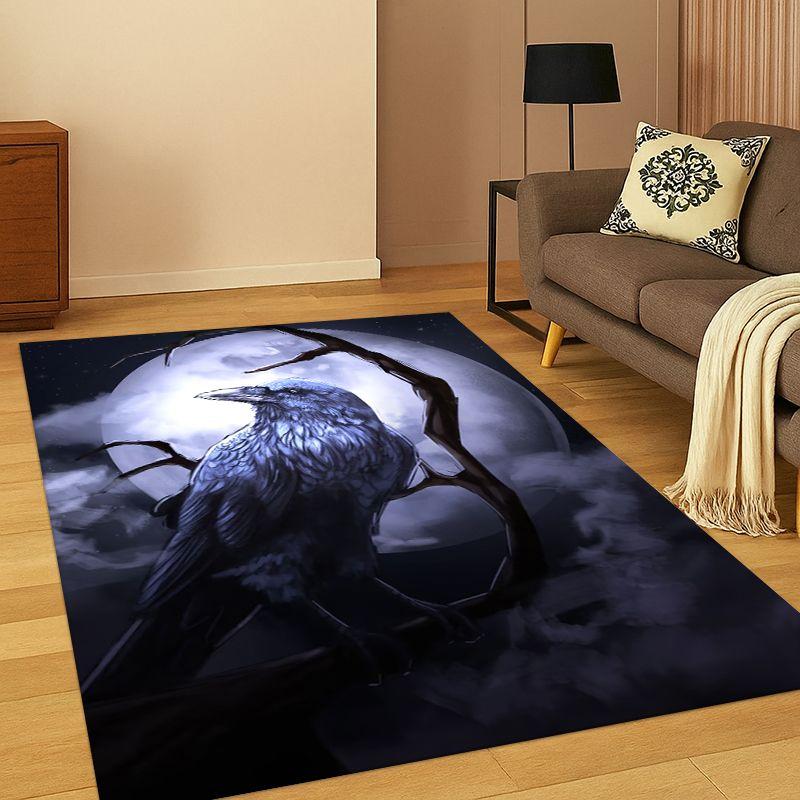 

Gothic Raven Crow Skull Cartoon Carpet Rug for Bedroom Living Room Sofa Playroom Doormat Home Decor,Kid Game Area Rug Non-slip 40x60cm