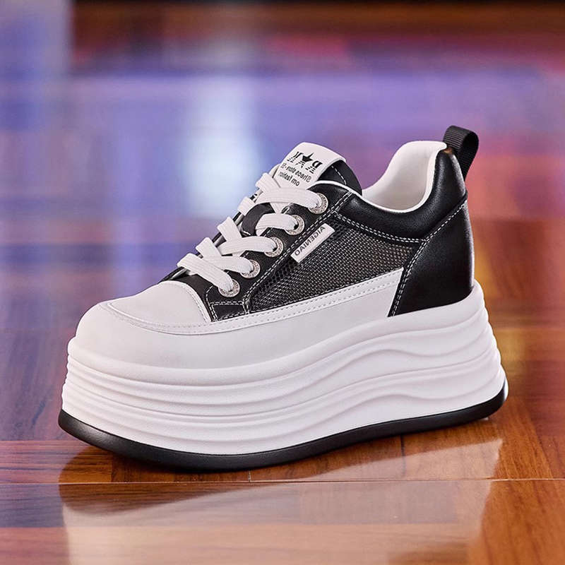 

Lightweight women s summer new mesh breathable white board shoes, short Le thick sole inner height-increasing women s shoes 39