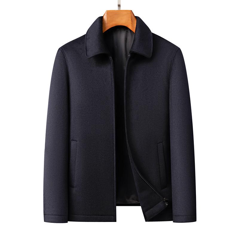 Men's Autumn Winter Cashmere Wool Lapel Jacket - Thick, Casual, Versatile Coat for Middle-Aged and Elderly Dads
