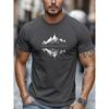 Snow Mountain Reflection Graphic Tee Men Summer Casual Round Neck Cotton Short Sleeve T-Shirt