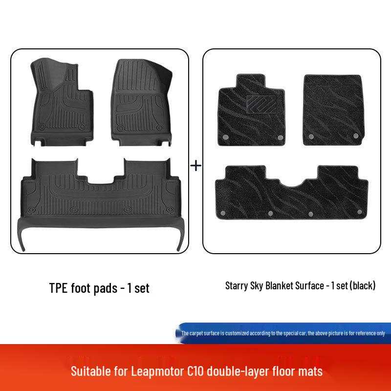 Leapmotor C10 Maßgefertigte Fußmatten, 25 Modelle, Vollständig umschlossen, Original-Autofarbe, Doppellagiges TPE.