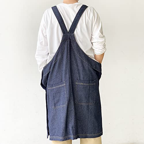 FABORI Official Coverall Apron for Men and Women with Pockets (Front and Back Pockets) (2202 Denim Navy)