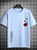 Summer new rose print men's T-shirt loose size 100% cotton rose print casual slim round neck short-sleeved T-shirt top