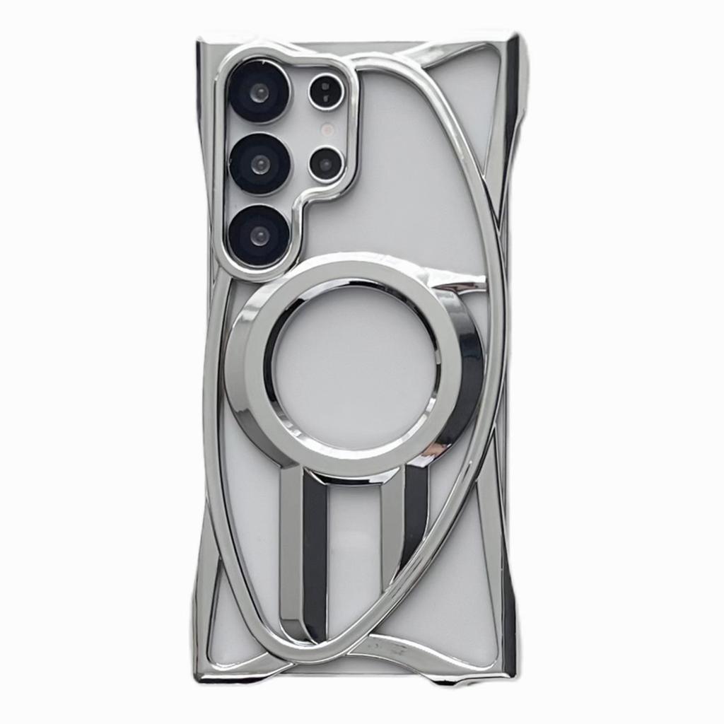 For Samsung Galaxy S25 Ultra Case Compatible with MagSafe Frameless Electroplated Hollow Design TPU Phone Cover