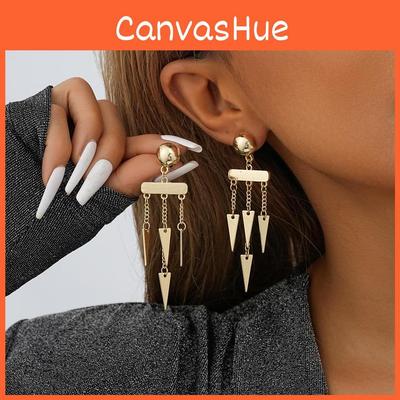 Trendy Geometric Tassel Earrings For Women Modern Asymmetric Gold Design