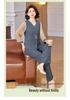 Mom's Summer Slimming Top & Elegant Wide-Leg Pants Set for Middle-Aged Women