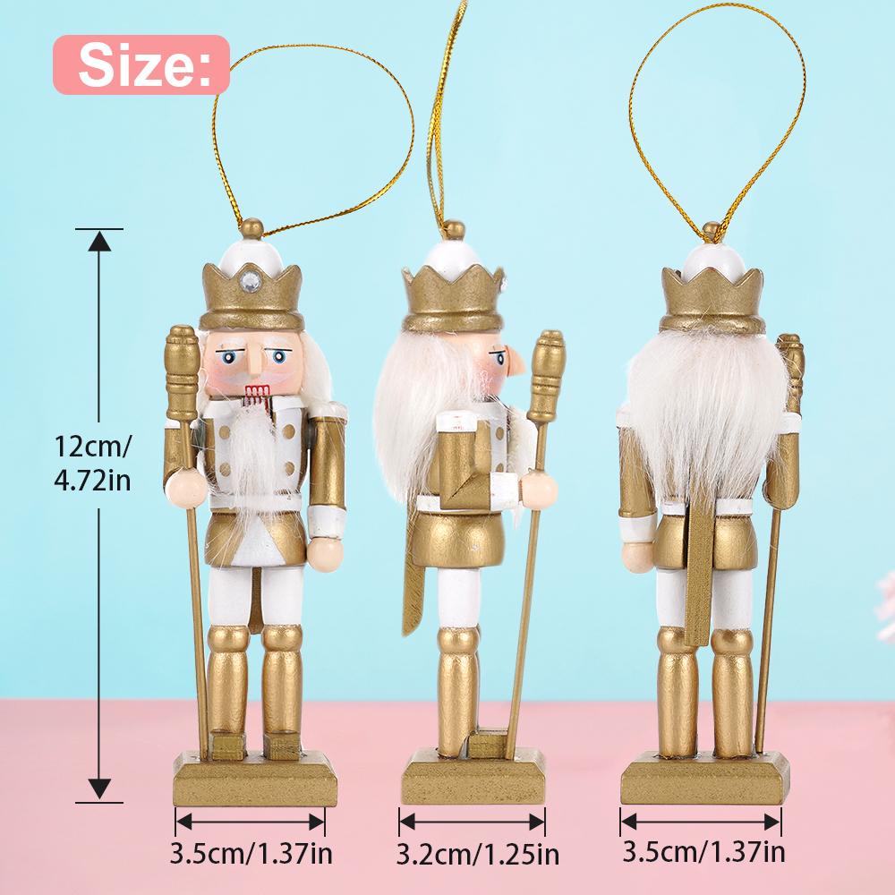 4 Stück 12 cm Nussknacker Marionetten Soldaten Ornamente Weihnachtsbaum Anhänger Mini Nussknacker Puppen Spielzeug Weihnachten Neujahr Geschenk Dekoration