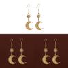 Geometric Alloy Star Moon Earrings For Women With Gothic Style And Electroplated Finish