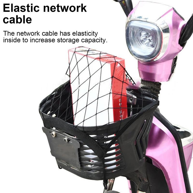 Motorcycle Cargo Net High Elastic Double Layer Motorcycle Net for Helmet Storage Bungee Cargo Net with 4 Hooks Luggage Net