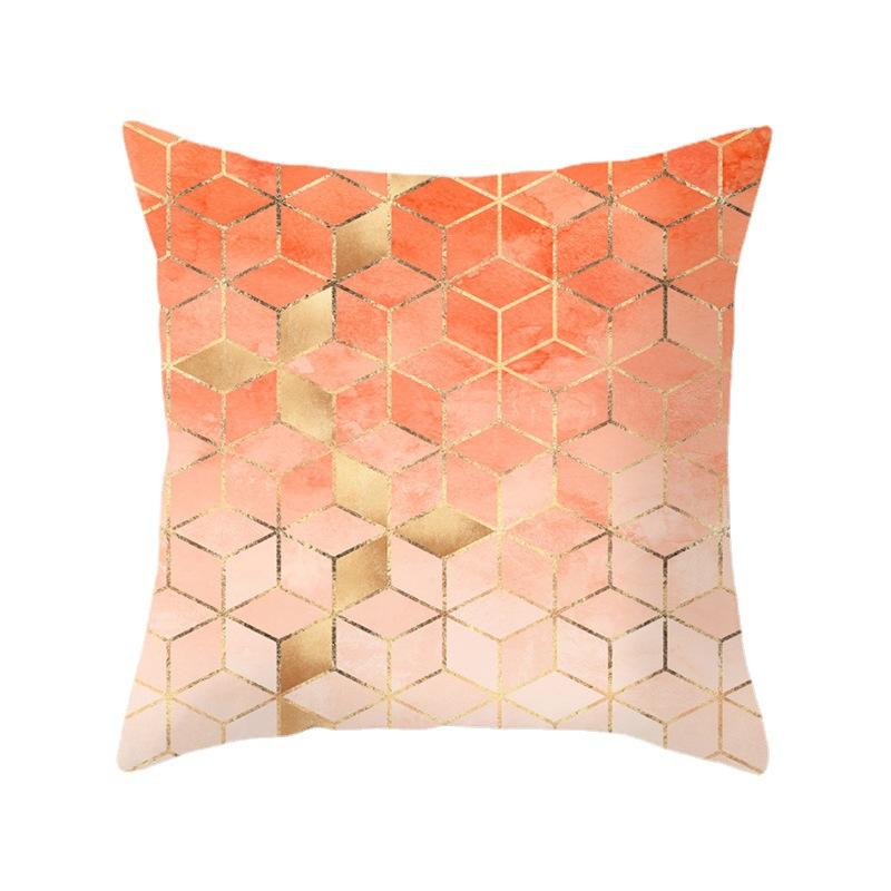 Simple Abstract Geometric Art Peach Leather Velvet Pillow, Fashionable and Comfortable Home Sofa Waist Cushion Pillow Cover