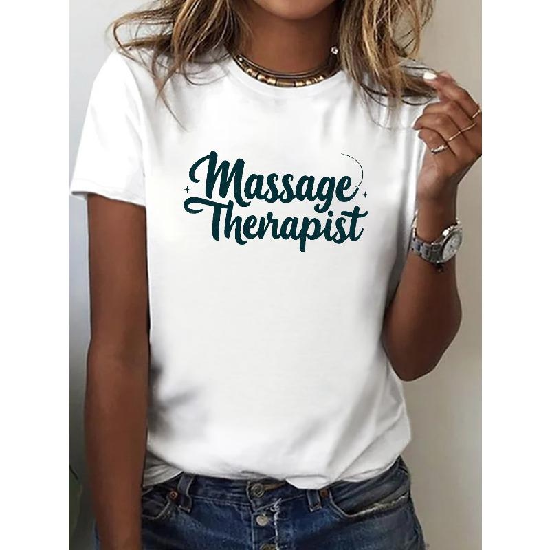 

Short-Sleeve Crew Neck T-Shirt for Massage Therapists, Perfect for Casual Wear in Spring And Summer, Designed for Women S белый