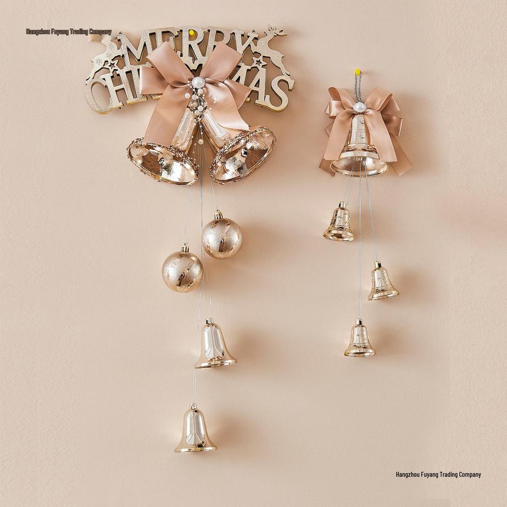 Champagne Gold Christmas Bell Sign Ornament for Tree