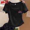 Warrior Women's Slim Fit Round Neck T-Shirt with Heart Line Print